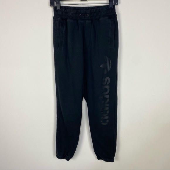 Adidas Black Logo Spellout Joggers Sweatpants - Picture 1 of 4